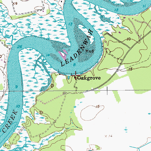 Topographic Map of Oakgrove, SC