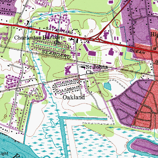 Topographic Map of Oakland, SC