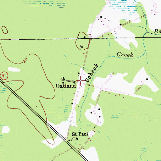 Topographic Map of Oatland, SC