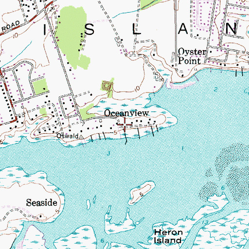 Topographic Map of Oceanview, SC