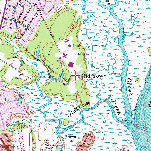 Topographic Map of Old Town, SC
