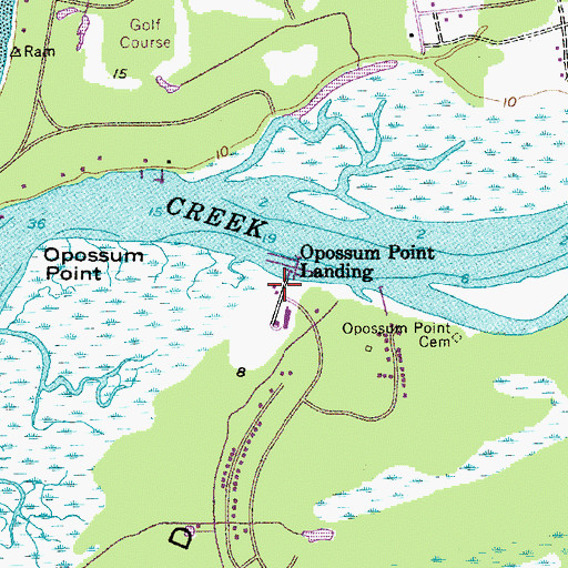Topographic Map of Opossum Point Landing, SC