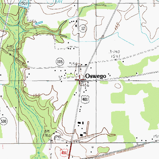 Topographic Map of Oswego, SC