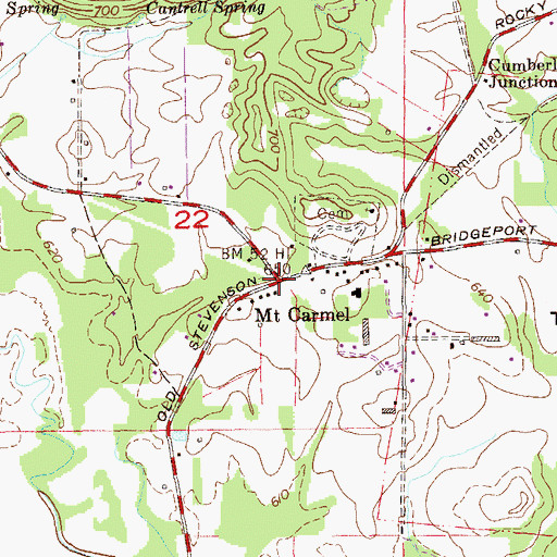 Topographic Map of Mount Carmel, AL