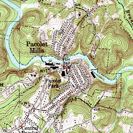 Topographic Map of Pacolet Park, SC