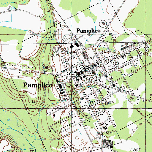 Topographic Map of Pamplico, SC