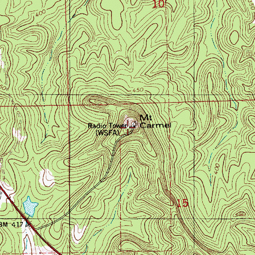 Topographic Map of Mount Carmel, AL