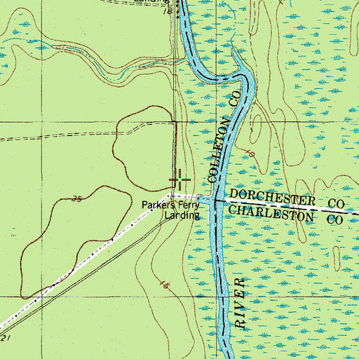 Topographic Map of Parkers Ferry Landing, SC