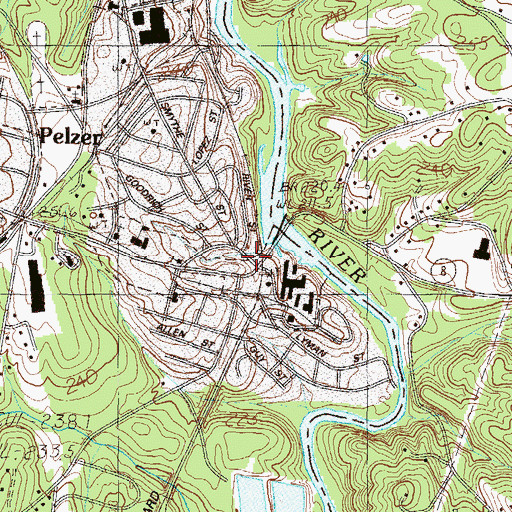 Topographic Map of Pelzer, SC