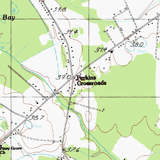 Topographic Map of Perkins Crossroads, SC