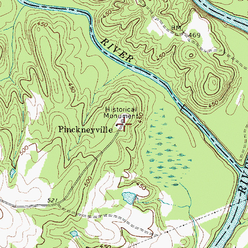 Topographic Map of Pinckneyville, SC