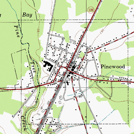 Topographic Map of Pinewood, SC