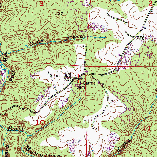 Topographic Map of Mount Carmel Cemetery, AL