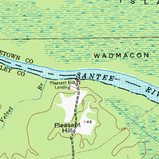 Topographic Map of Pleasant Hill Landing, SC