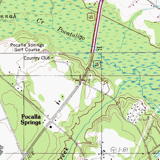 Topographic Map of Pocalla Springs, SC