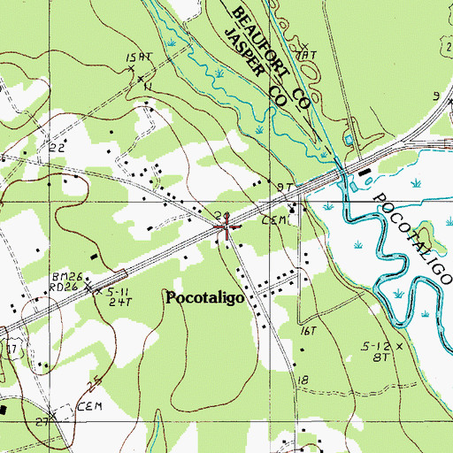 Topographic Map of Pocotaligo, SC