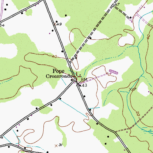Topographic Map of Pope Crossroads, SC