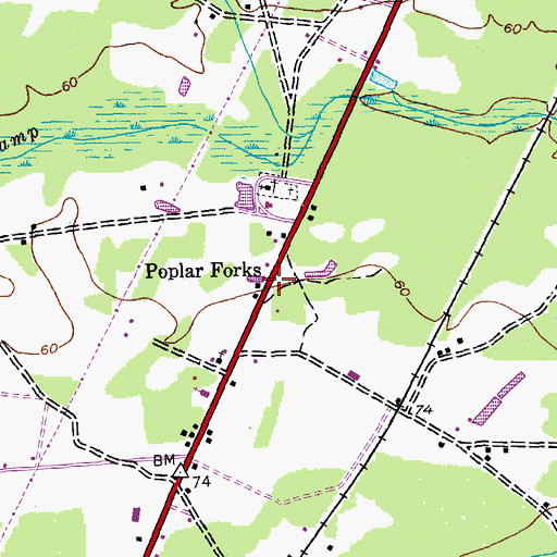 Topographic Map of Poplar Forks, SC