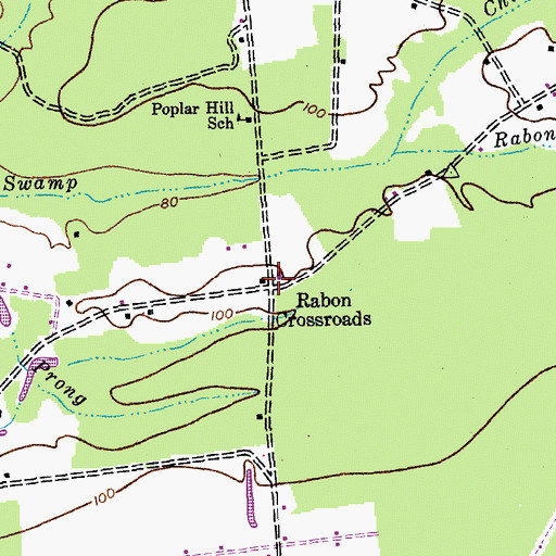 Topographic Map of Rabon Crossroads, SC
