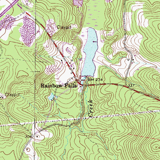 Topographic Map of Rainbow Falls, SC