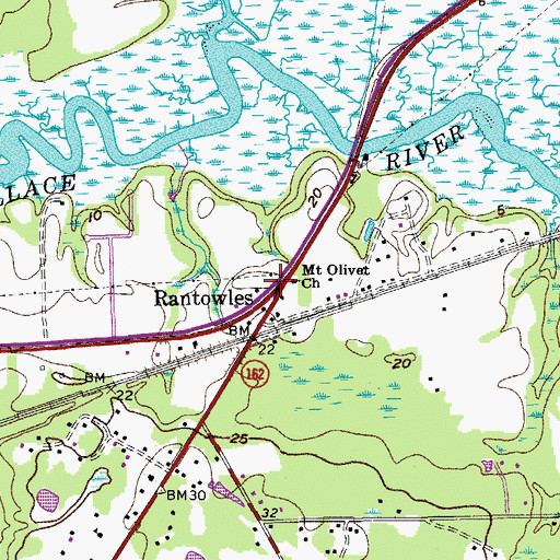 Topographic Map of Rantowles, SC