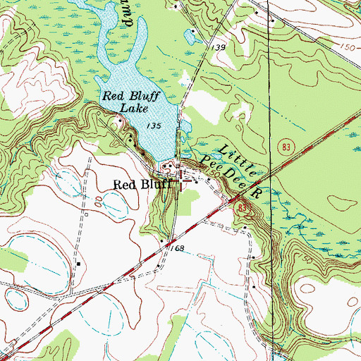 Topographic Map of Red Bluff, SC