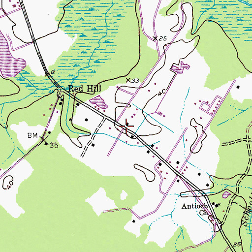 Topographic Map of Red Hill, SC