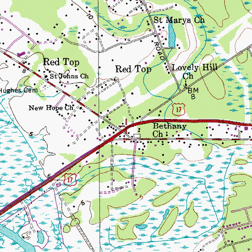 Topographic Map of Red Top, SC
