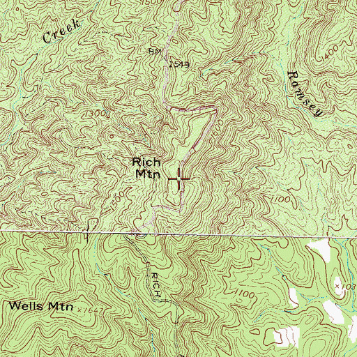 Topographic Map of Rich Mountain, SC