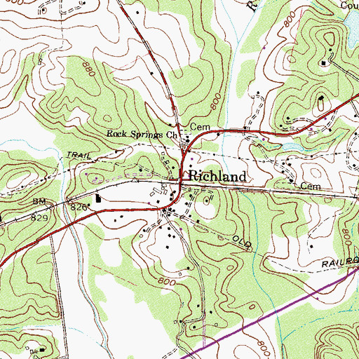 Topographic Map of Richland, SC