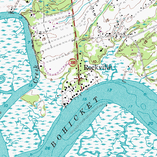 Topographic Map of Rockville, SC