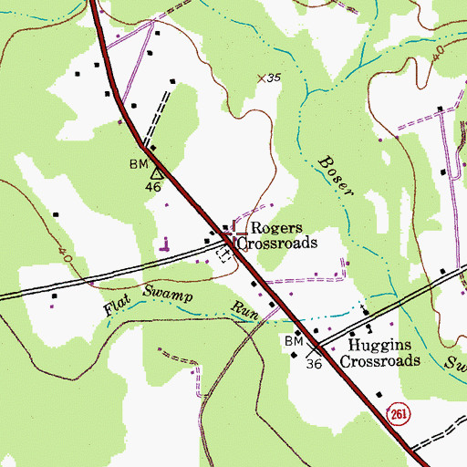 Topographic Map of Rogers Crossroads, SC