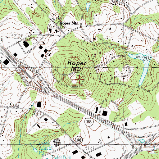Topographic Map of Roper Mountain, SC