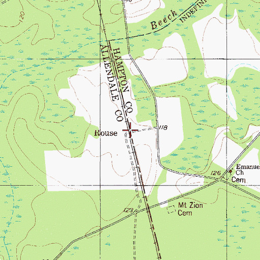 Topographic Map of Rouse, SC