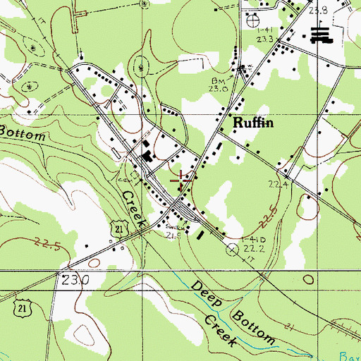 Topographic Map of Ruffin, SC
