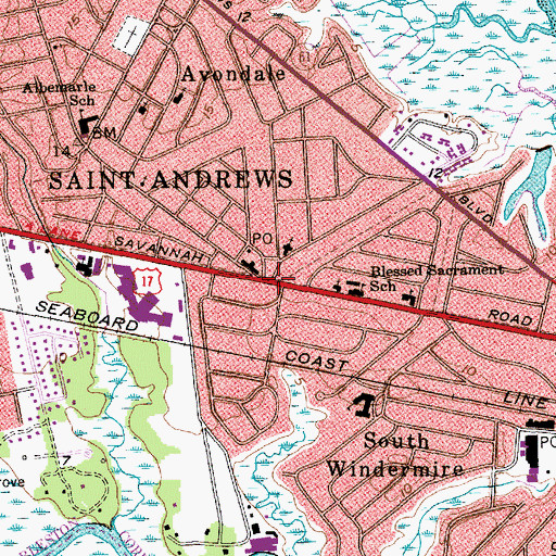 Topographic Map of Saint Andrews, SC