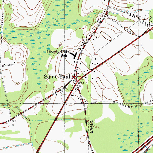 Topographic Map of Saint Paul, SC