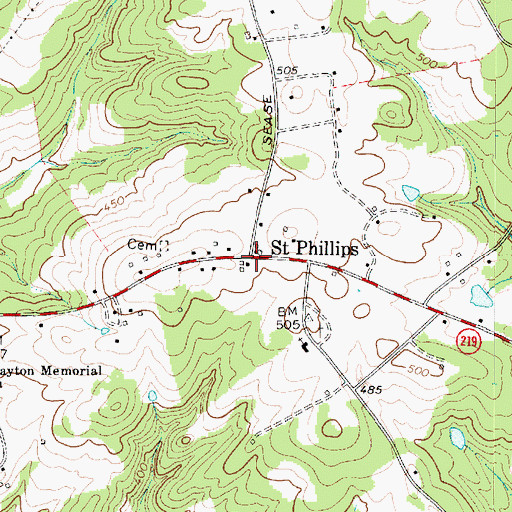 Topographic Map of Saint Phillips, SC
