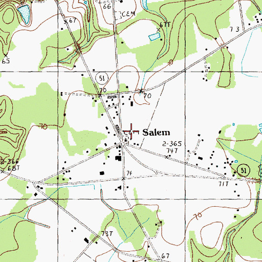Topographic Map of Salem, SC