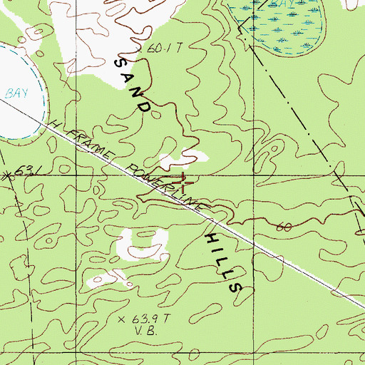 Topographic Map of Sand Hills, SC