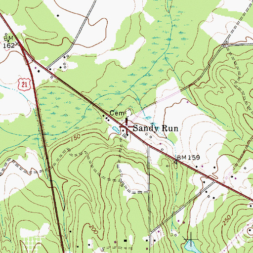Topographic Map of Sandy Run, SC