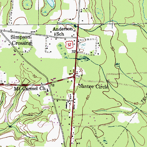 Topographic Map of Santee Circle, SC