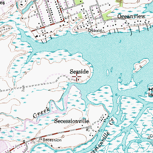 Topographic Map of Seaside, SC