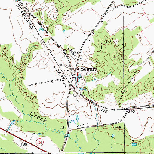 Topographic Map of Segars, SC