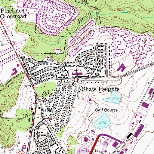 Topographic Map of Shaw Heights, SC