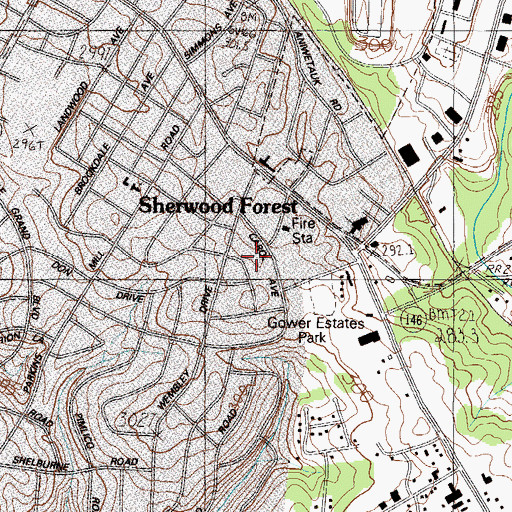 Topographic Map of Sherwood Forest, SC