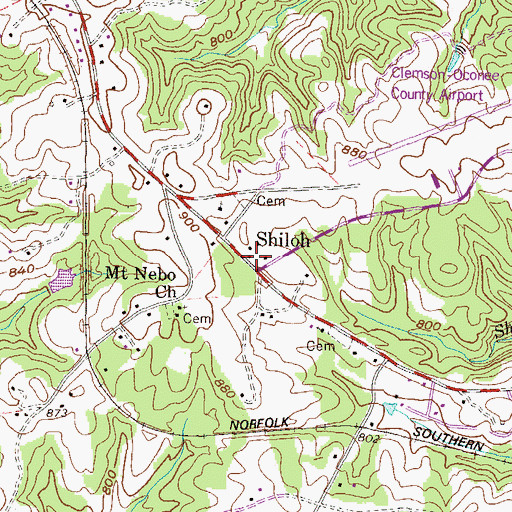 Topographic Map of Shiloh, SC