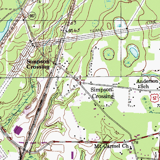 Topographic Map of Simpson Crossing, SC