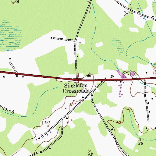Topographic Map of Singleton Crossroads, SC