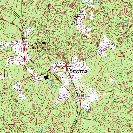 Topographic Map of Smyrna, SC